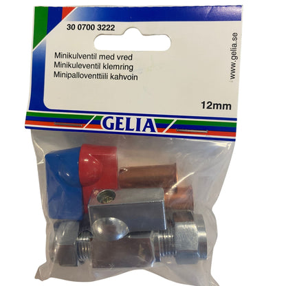GELIA minikulventil 12mm - närbild på förpackning