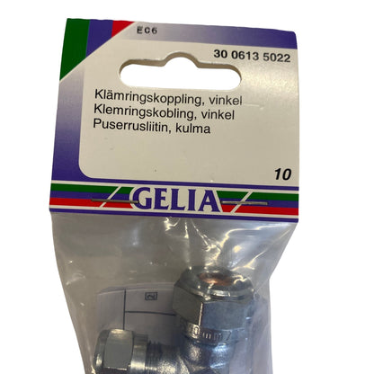 GELIA klämringskoppling vinkel 10 mm - närbild på förpackning