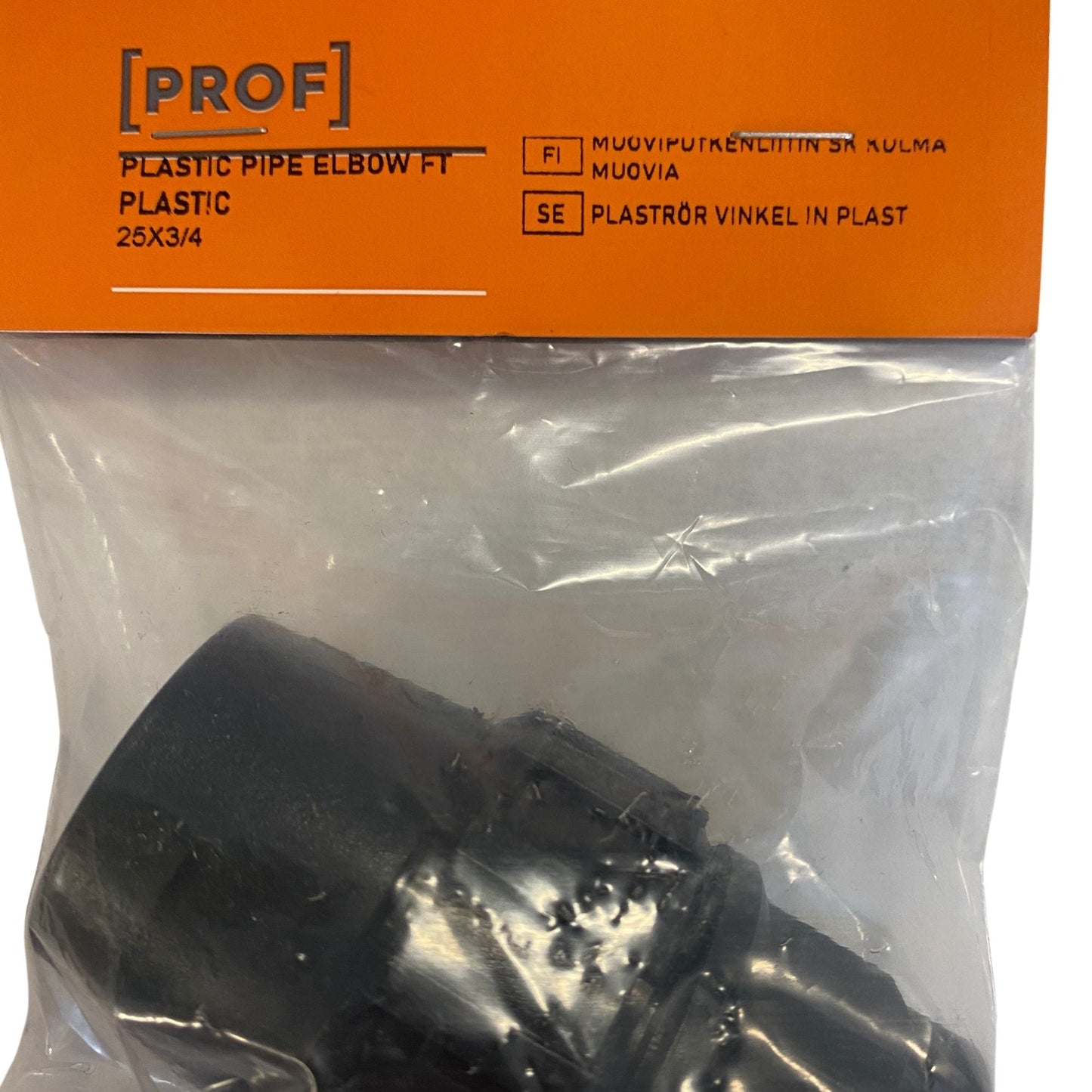 PROF plaströr vinkel 25x3/4" - närbild på förpackning