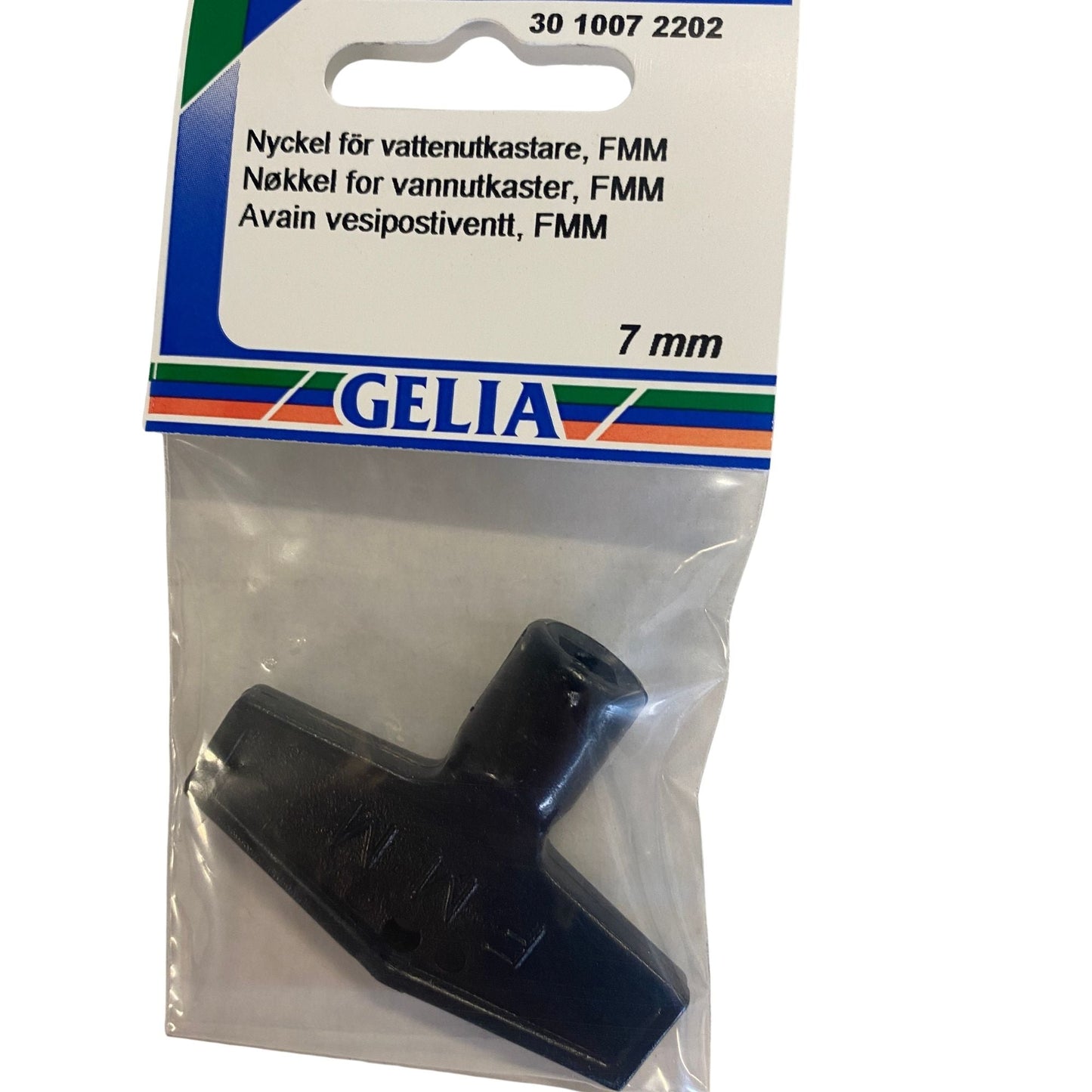 GELIA nyckel vattenutkastare 7mm - närbild på förpackning