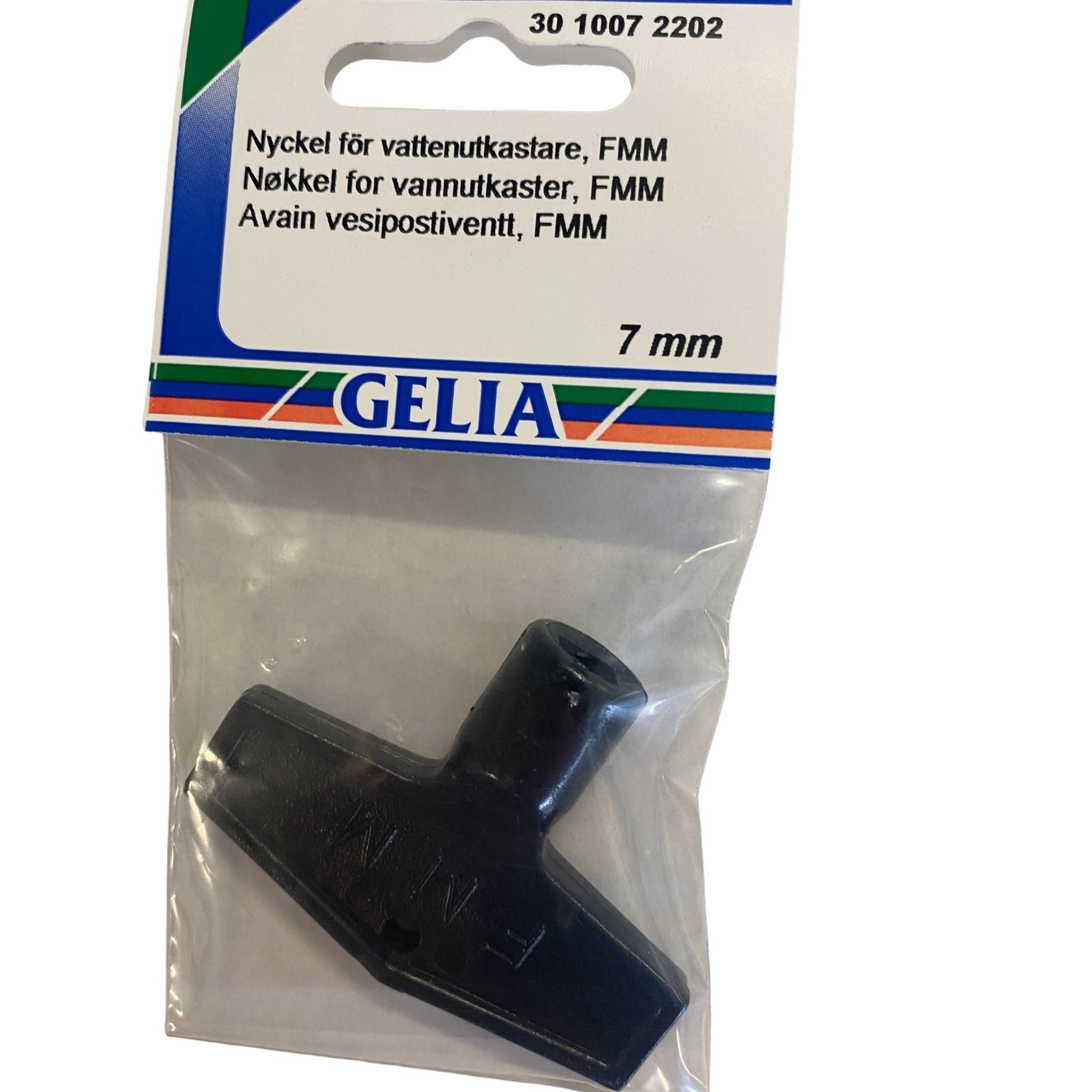 GELIA nyckel vattenutkastare 7mm - närbild på förpackning