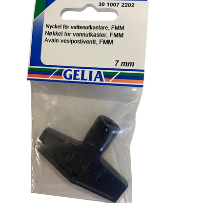 GELIA nyckel vattenutkastare 7mm - närbild på förpackning