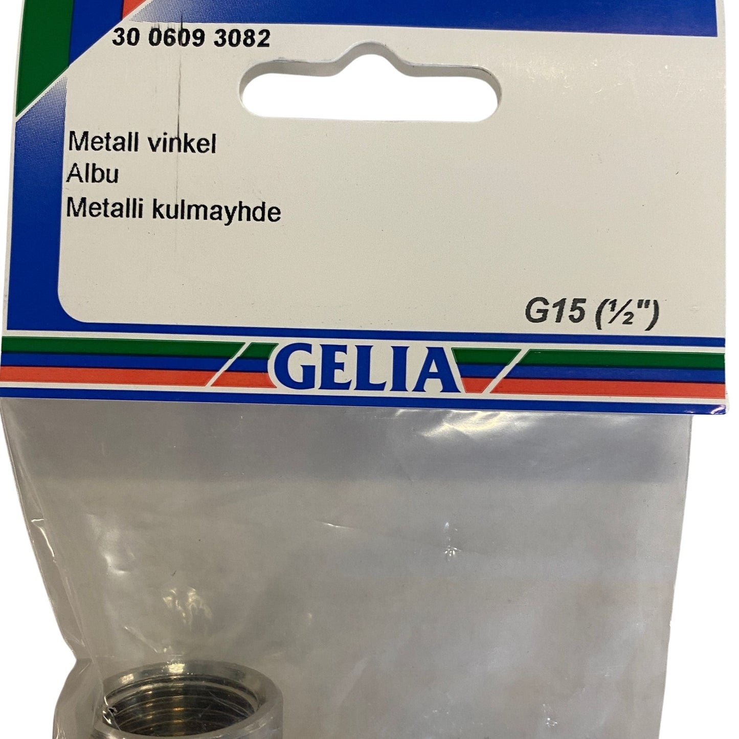 GELIA metallvinkel G15 1/2" - närbild på förpackning