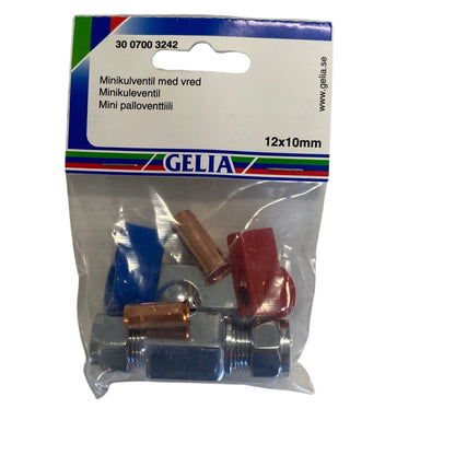 GELIA minikulventil med vred klämring 12x10mm, förpackning