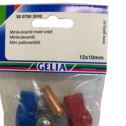 GELIA minikulventil 12x10mm - närbild på förpackning