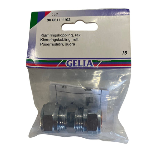 GELIA klämringskoppling rak 15 mm, förpackning