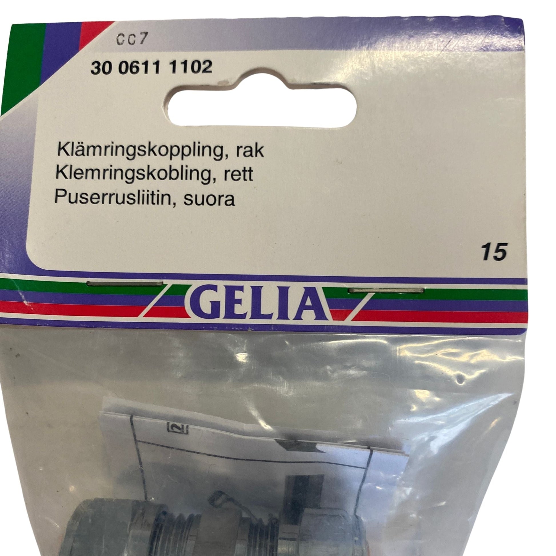 GELIA klämringskoppling 15 mm - närbild på förpackning