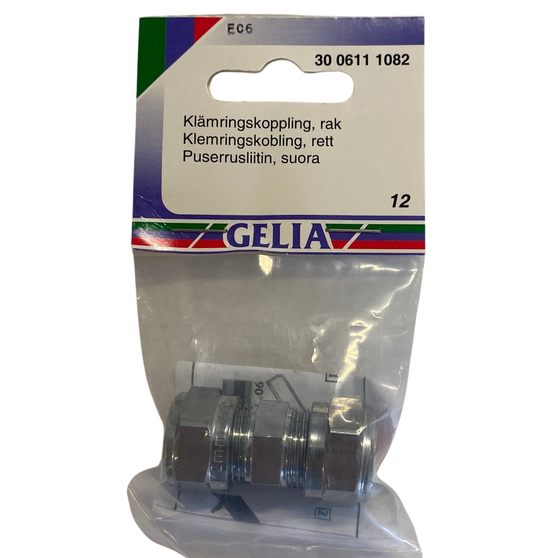 GELIA klämringskoppling rak 12 mm, förpackning