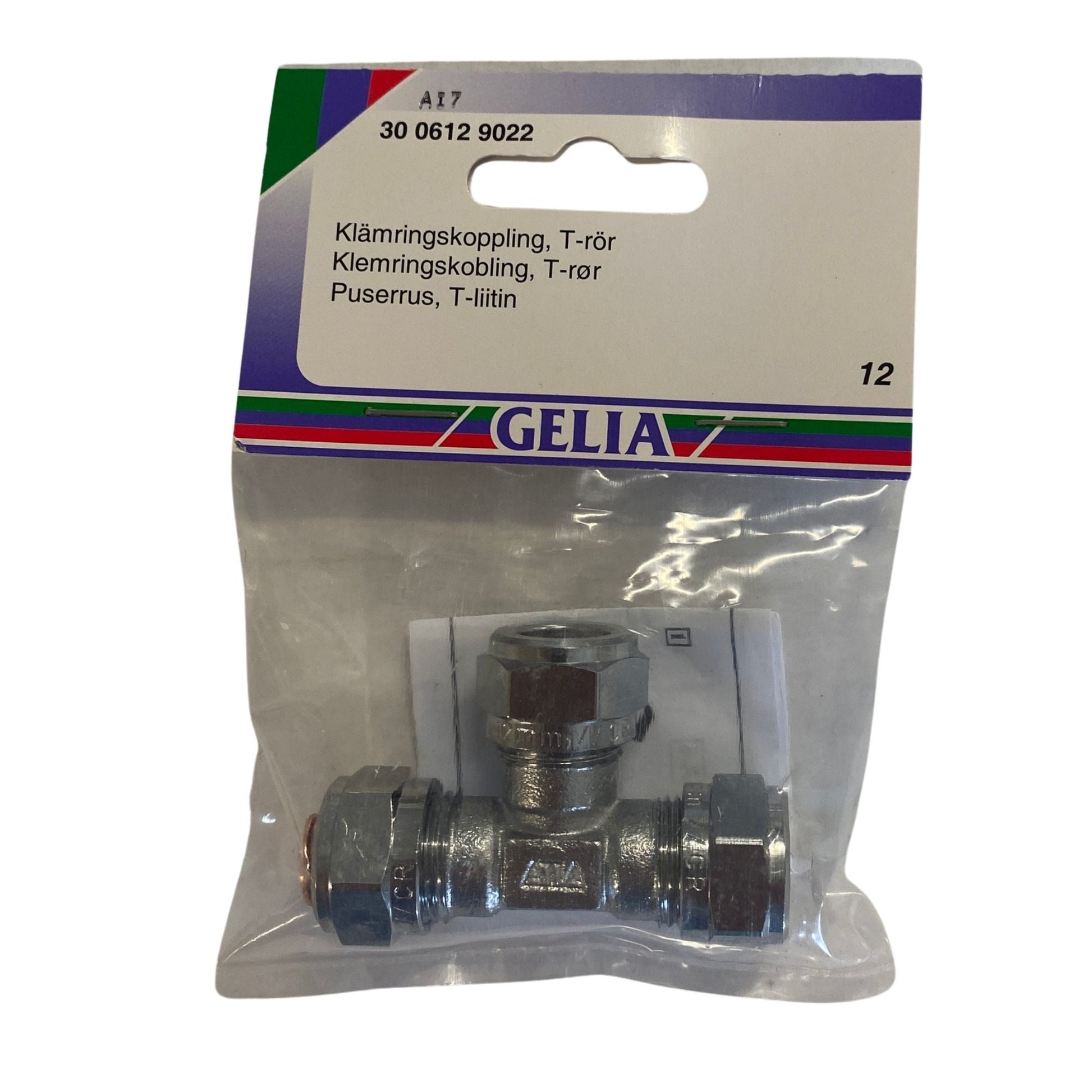 GELIA klämringskoppling T-rör 12 mm, förpackning