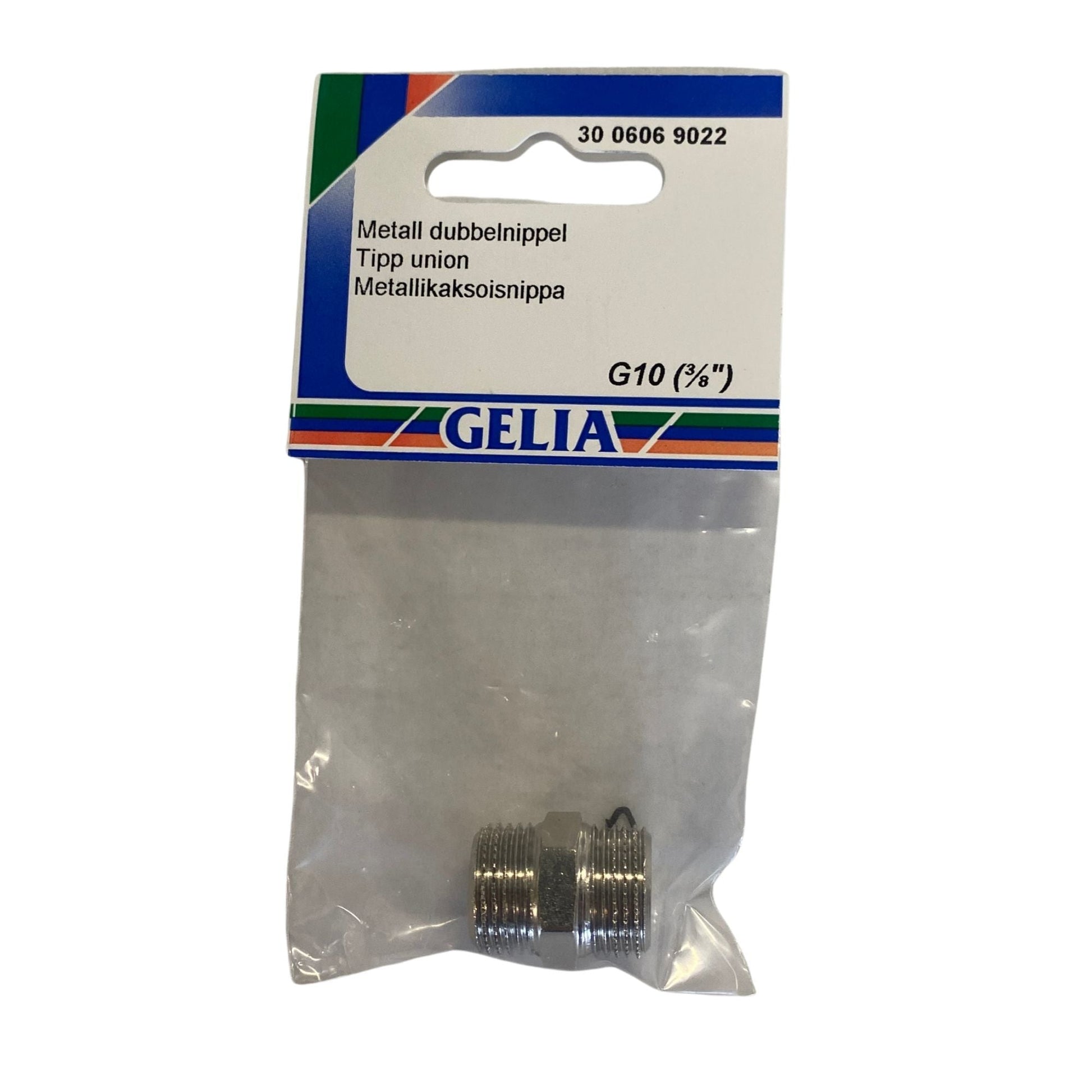 GELIA dubbelnippel metall G10 3/8", förpackning