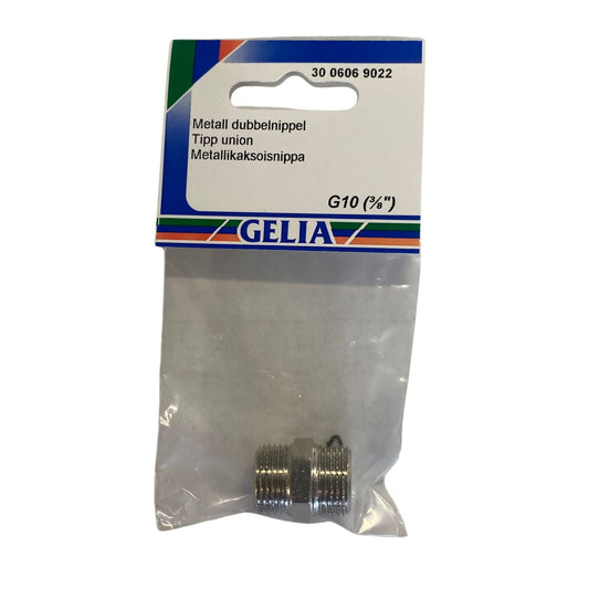 GELIA dubbelnippel metall G10 3/8", förpackning