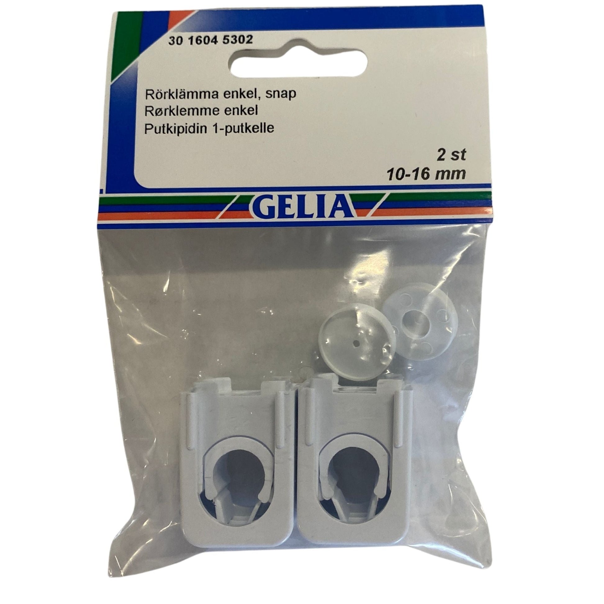 GELIA rörklämma enkel snap 10-16mm, 2-pack förpackning