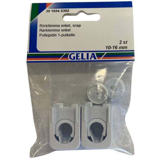 GELIA rörklämma enkel snap 10-16mm, 2-pack förpackning