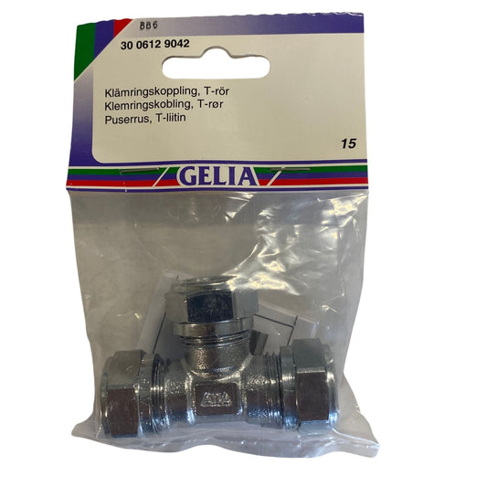 GELIA klämringskoppling T-rör 15 mm, förpackning