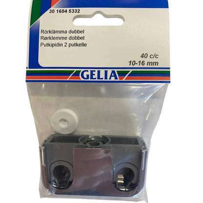GELIA rörklämma dubbel 40 c/c - närbild på förpackning