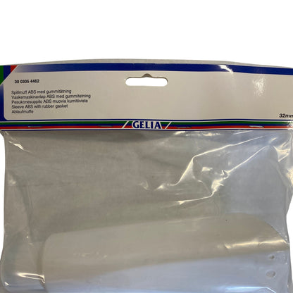 Närbild på förpackning för GELIA spillmuff 32 mm med produktinformation