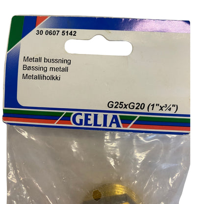 Bussning GELIA G25xG20 1 tum x tre fjärdedelstum – etikettsida med dimensionsangivelse