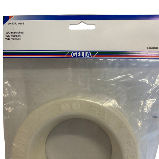 Närbild på GELIA WC-manschett 146 mm med produktetikett