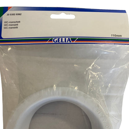 Närbild på GELIA WC-manschett 110 mm med produktetikett