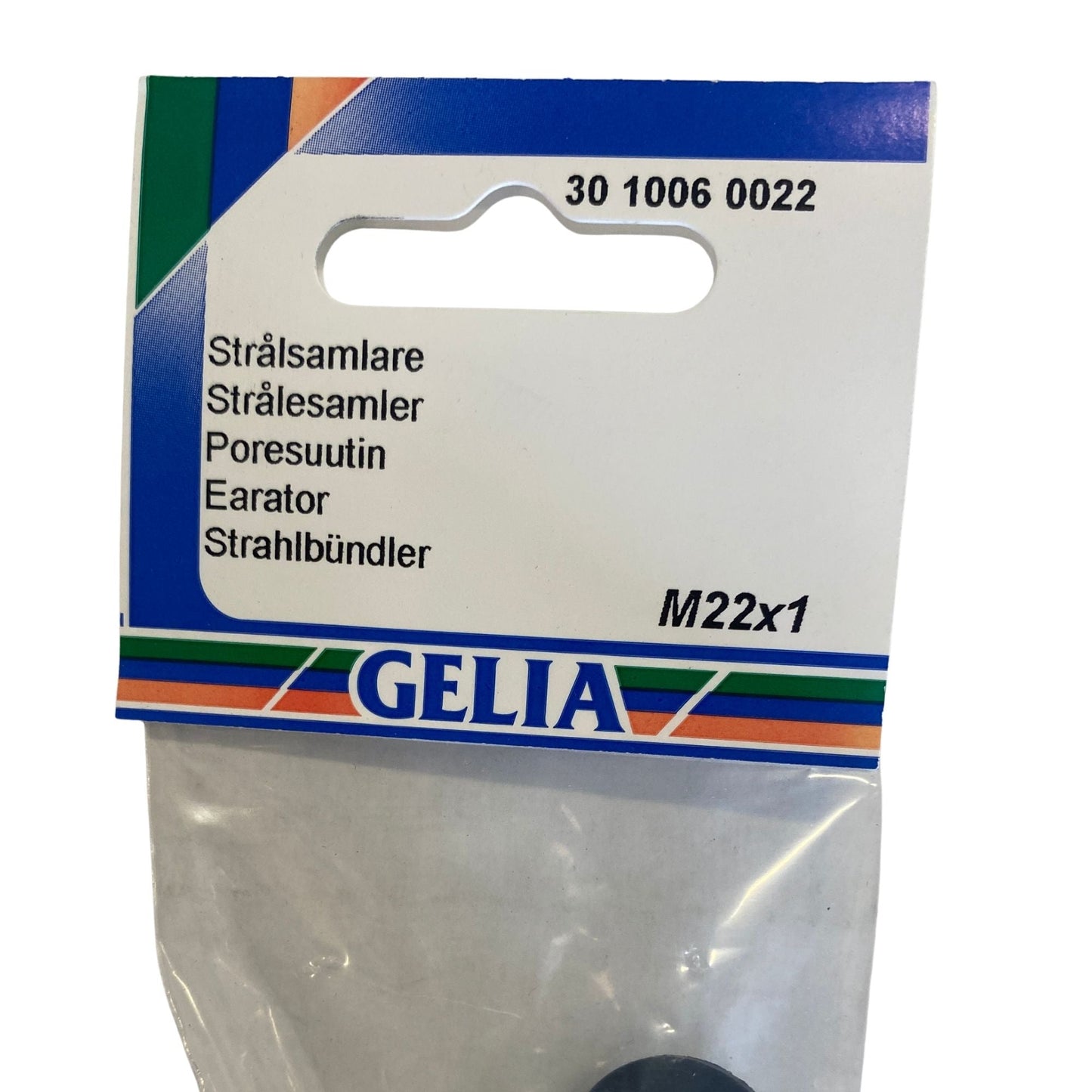 Strålsamlare GELIA M22x1 närbild förpackning etikett