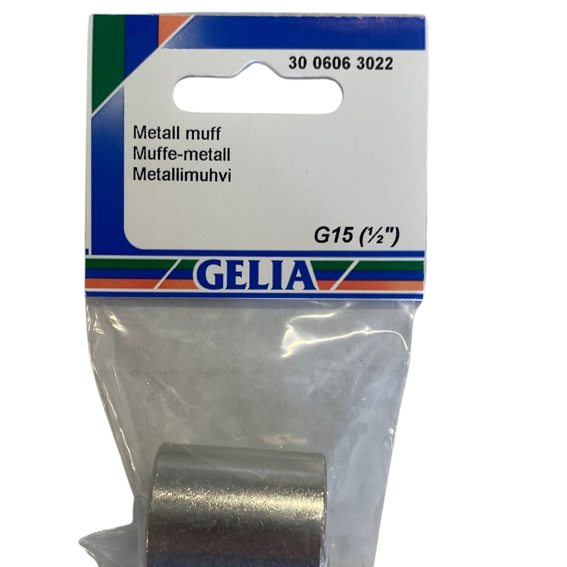 Muff metall GELIA G15 närbild förpackning etikett