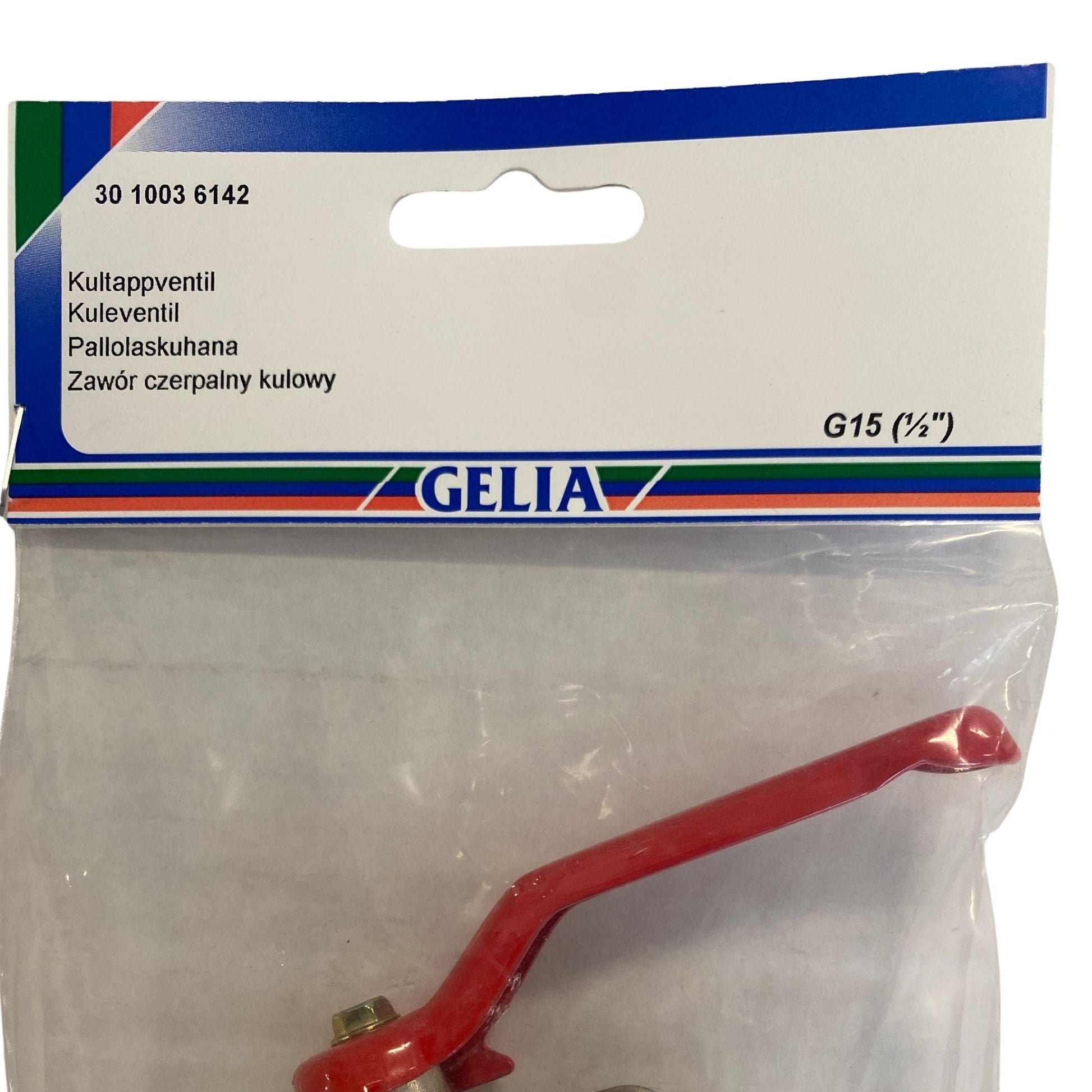 Kultappventil GELIA G15 närbild förpackning etikett