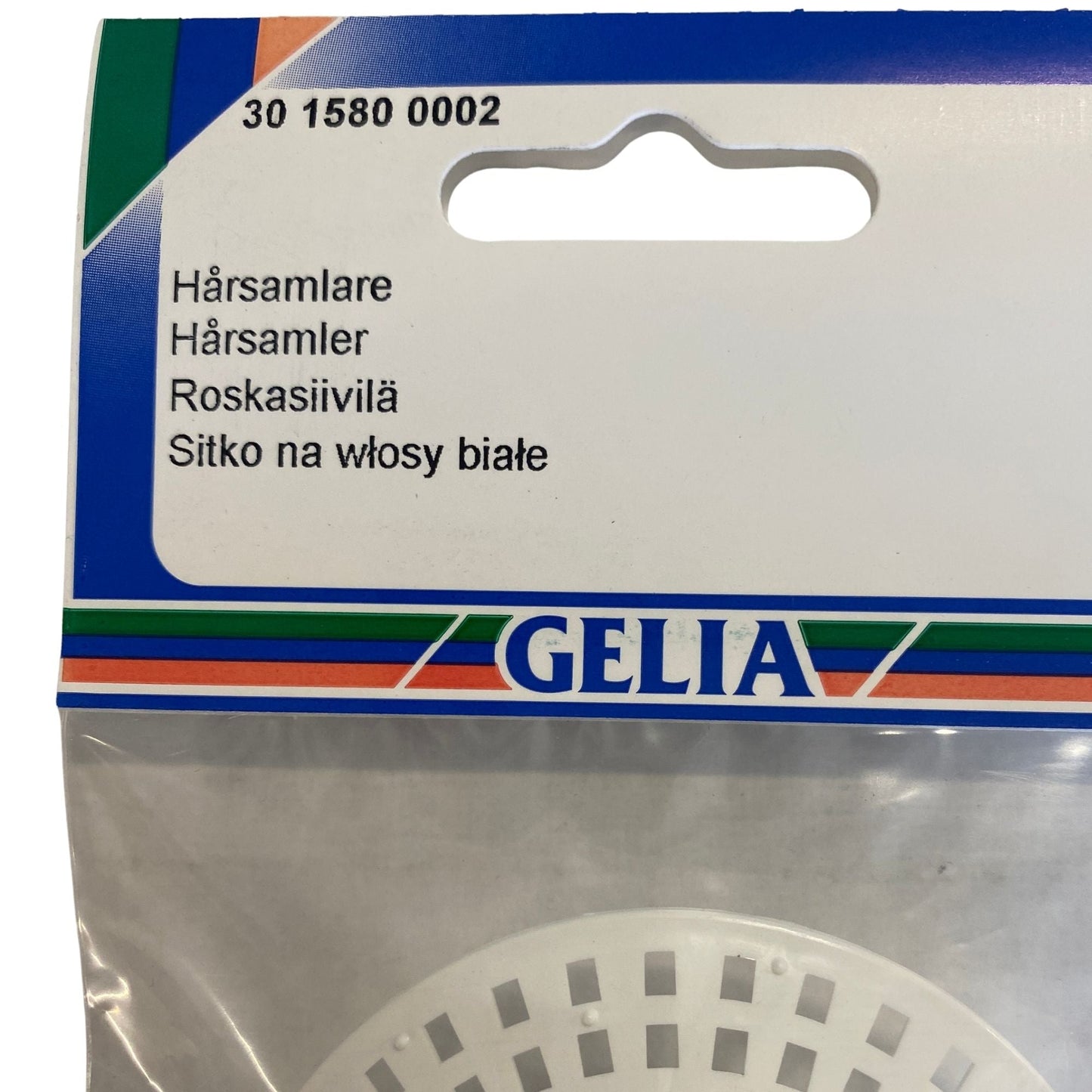 Hårsamlare GELIA vit närbild förpackning etikett