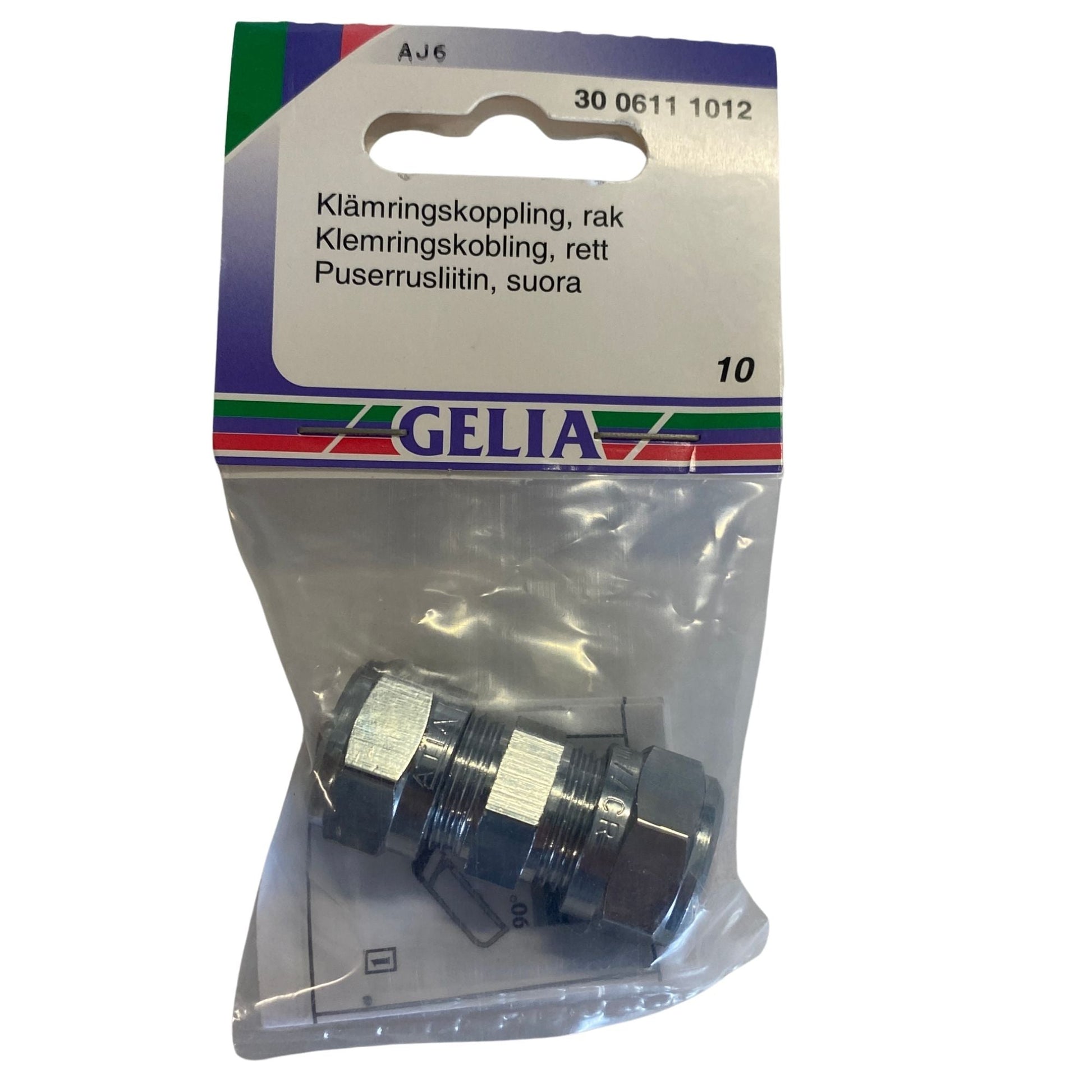 Klämringskoppling rak GELIA 10mm förpackning