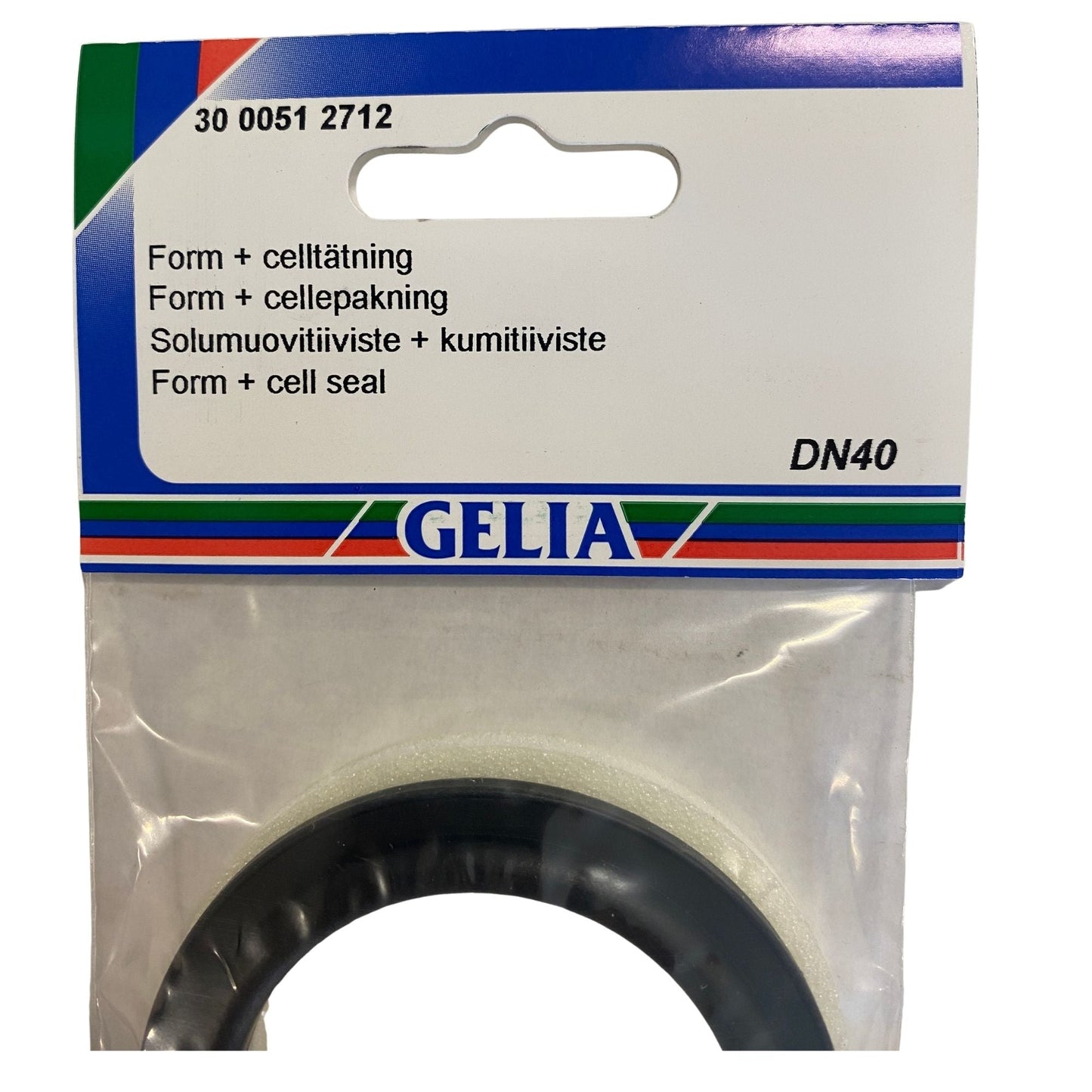 Formtätning celltätning GELIA DN40 - etikettsida med dimensionsangivelse