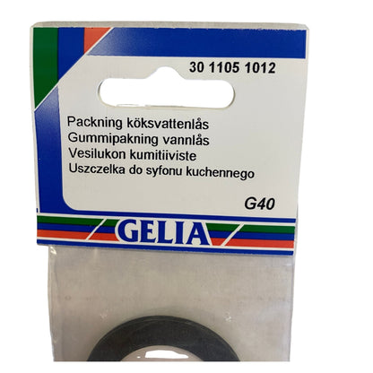 Packning köksvattenlås GELIA G40 - etikettsida med dimensionsangivelse