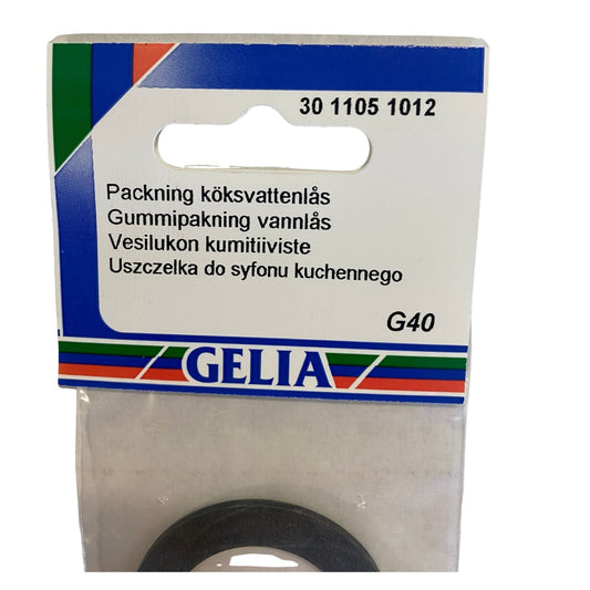 Packning köksvattenlås GELIA G40 - etikettsida med dimensionsangivelse