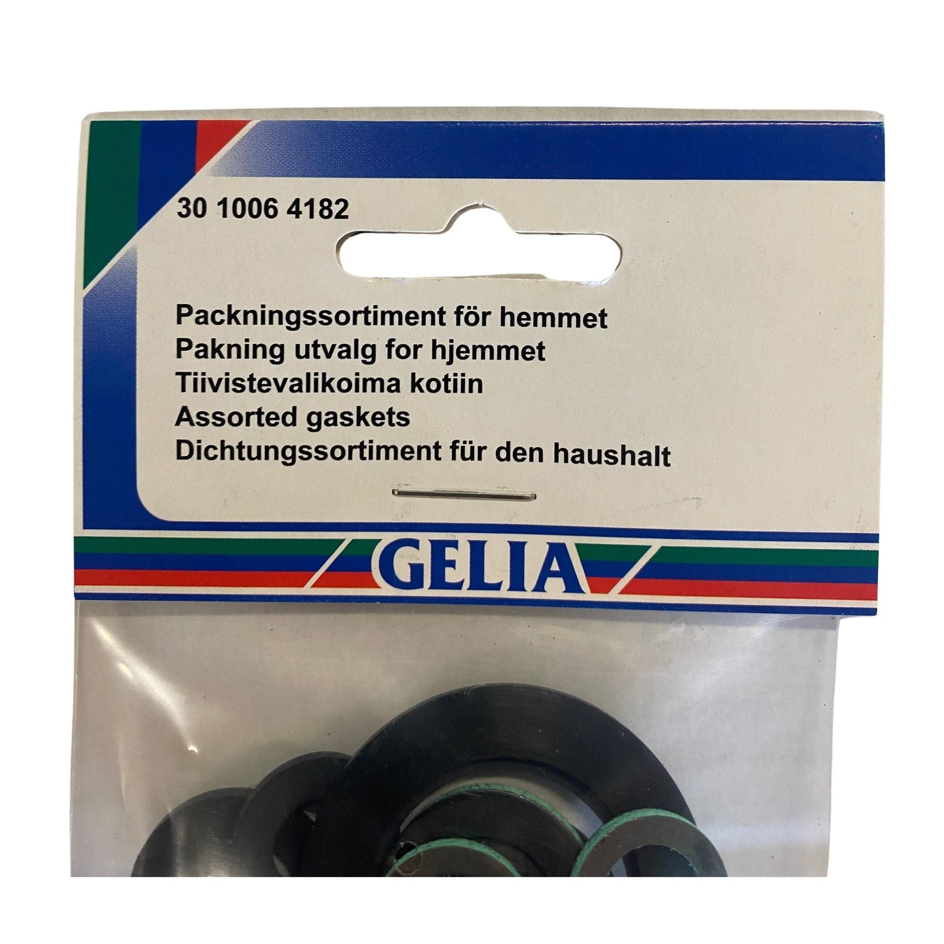 Packningssortiment GELIA hemmet - etikettsida med packningar synliga