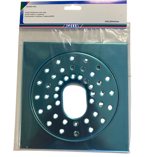 Klinkerram rostfri med urtag 200x200x6mm från GELIA - förpackning framsida med ram synlig