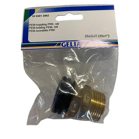 GELIA PEM-koppling rak 25xG25 i mässing, förpackning