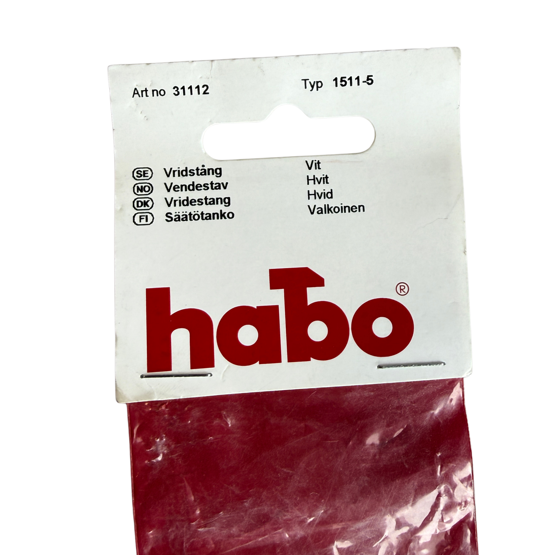 Framsida av förpackning med produktinformation för Habo vridstång, artikelnummer 31112
