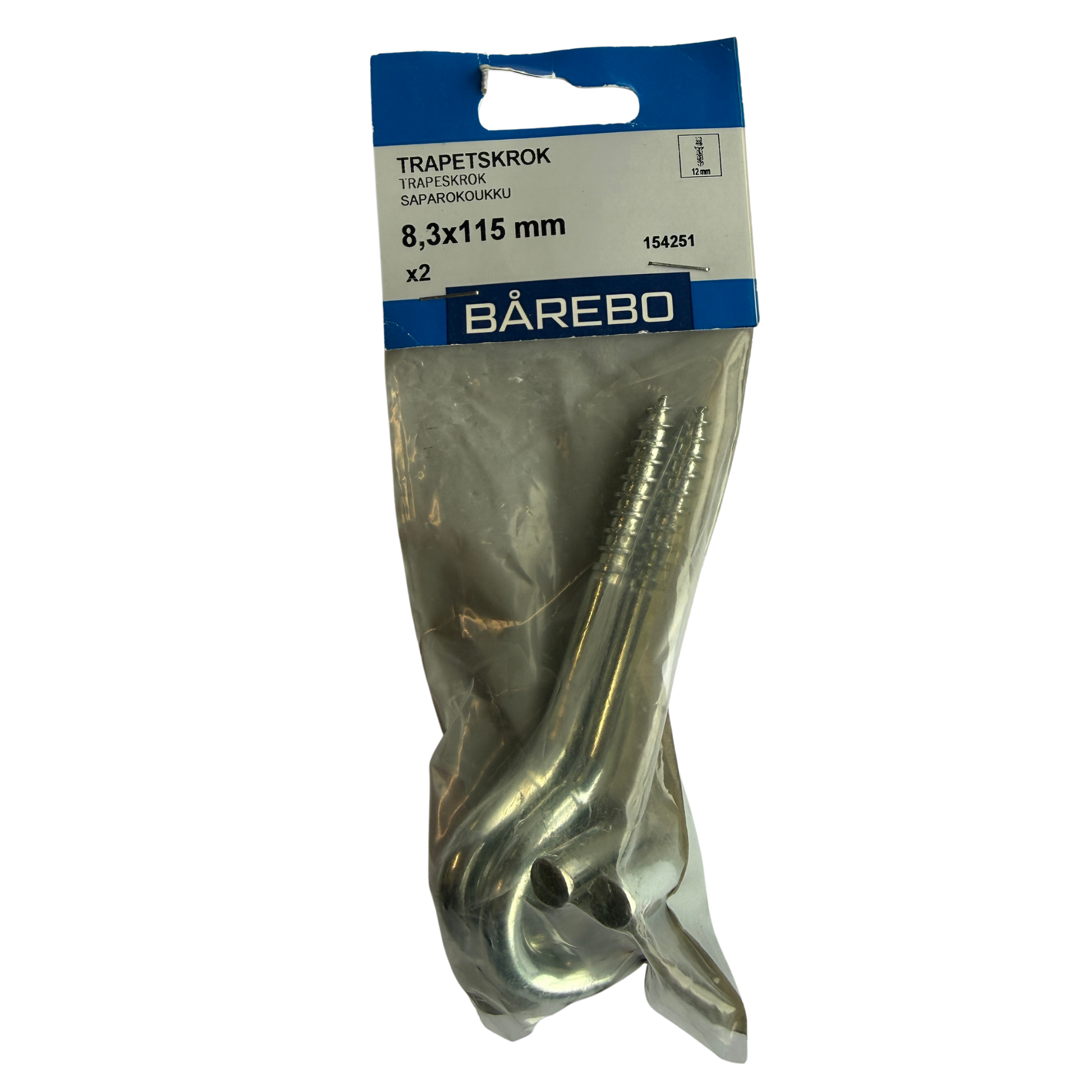 Trapetskrok Bårebo förzinkad 8,3x115 mm i förpackning, 2-pack
