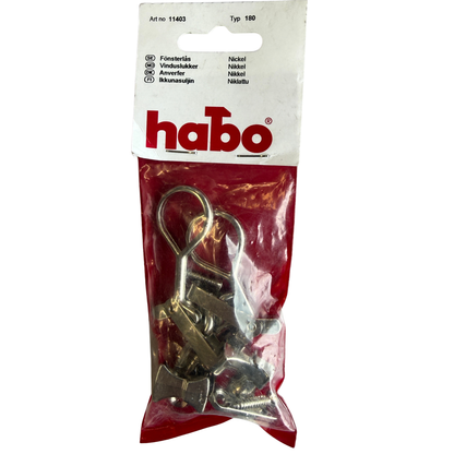Fönsterlås Habo i nickel, förpackning med skruvar, 2-pack