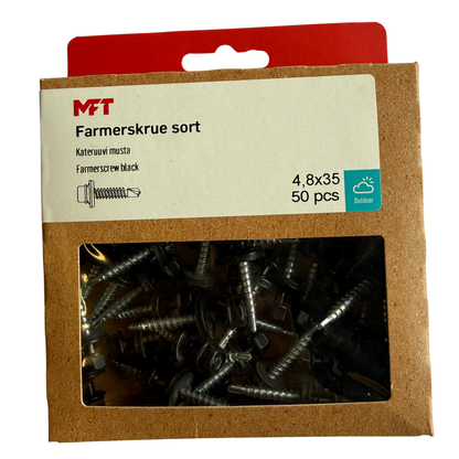 MFT Farmarskruv svart 4,8x35 mm förpackning med 50 st skruvar
