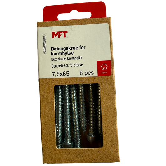 MFT Betongskruv för karmhylsa 7,5x65 mm förpackning med 8 st skruvar