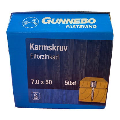 Gunnebo Fastening karmskruv 7,0 x 50 mm elförzinkad, 50 st i förpackning