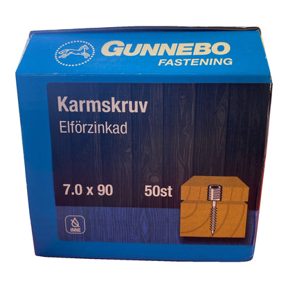 Gunnebo Fastening karmskruv 7,0 x 90 mm elförzinkad, 50 st i förpackning