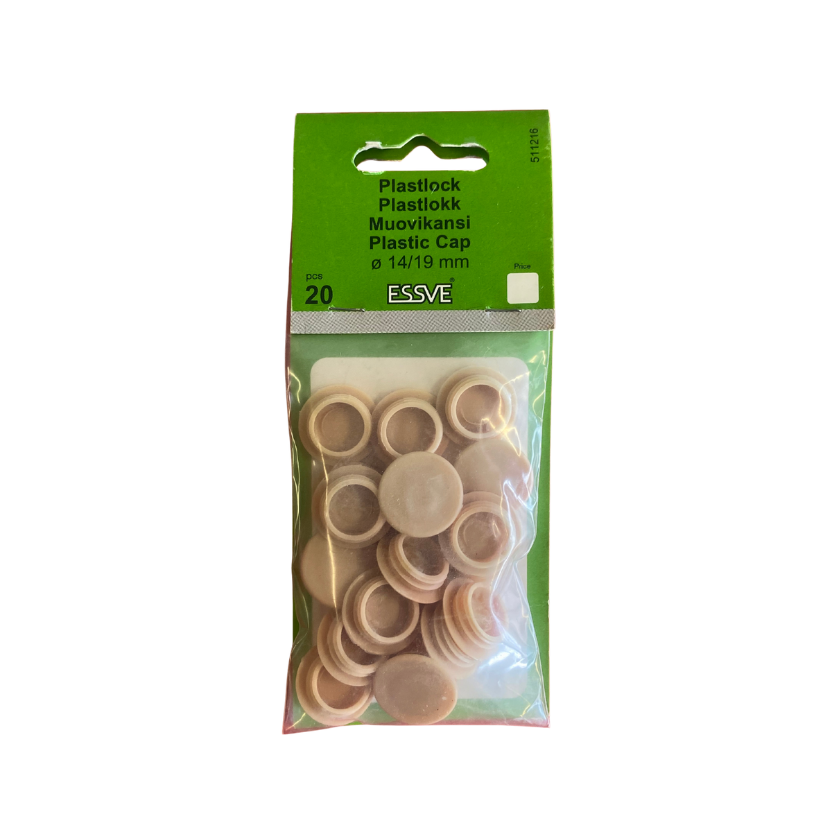 Plastlock Ø14/19 mm ljus beige täcklock 20 st i hängpåse från ESSVE