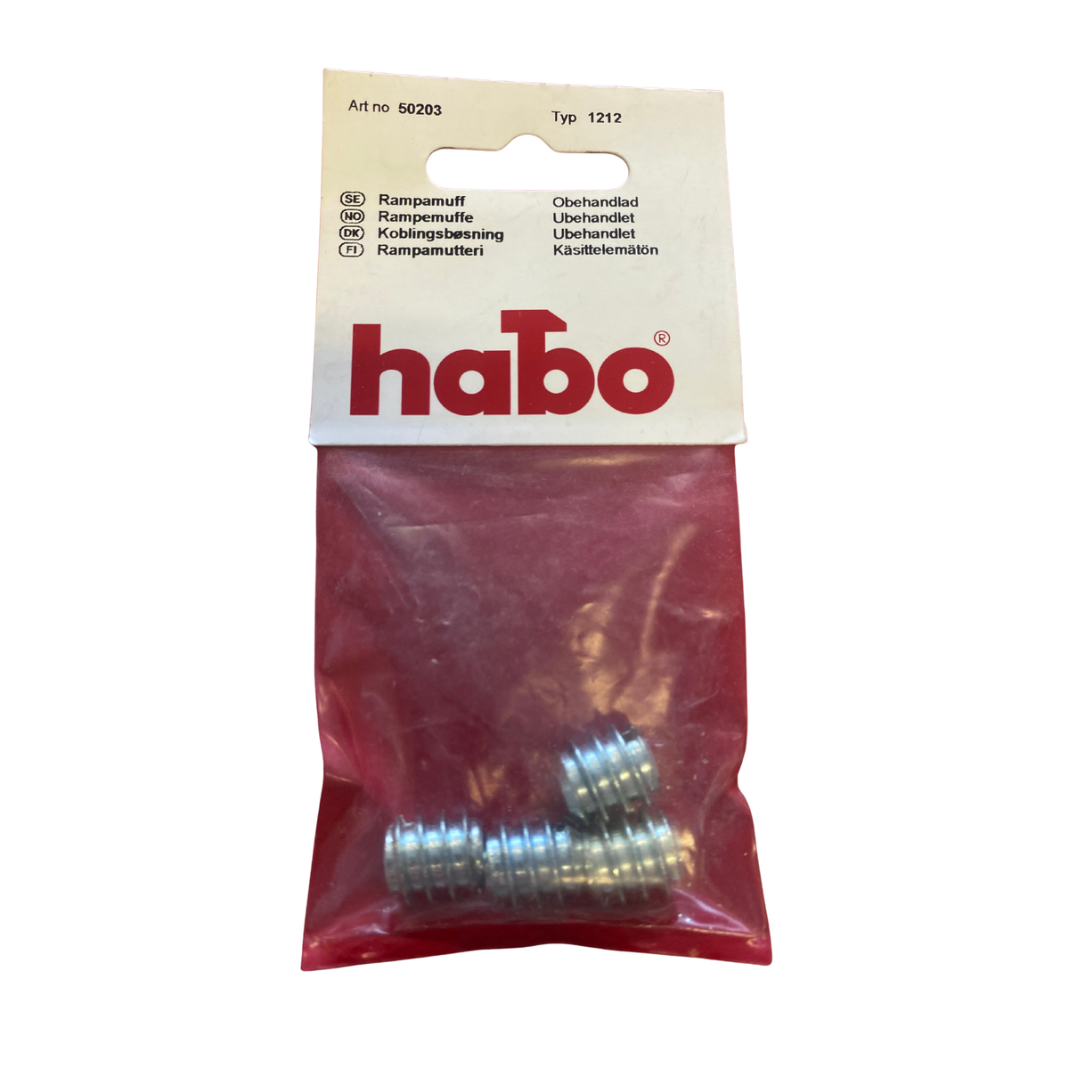 Rampamuff M6x12 obehandlad insatsmutter för trä i förpackning, 4 st typ 1212