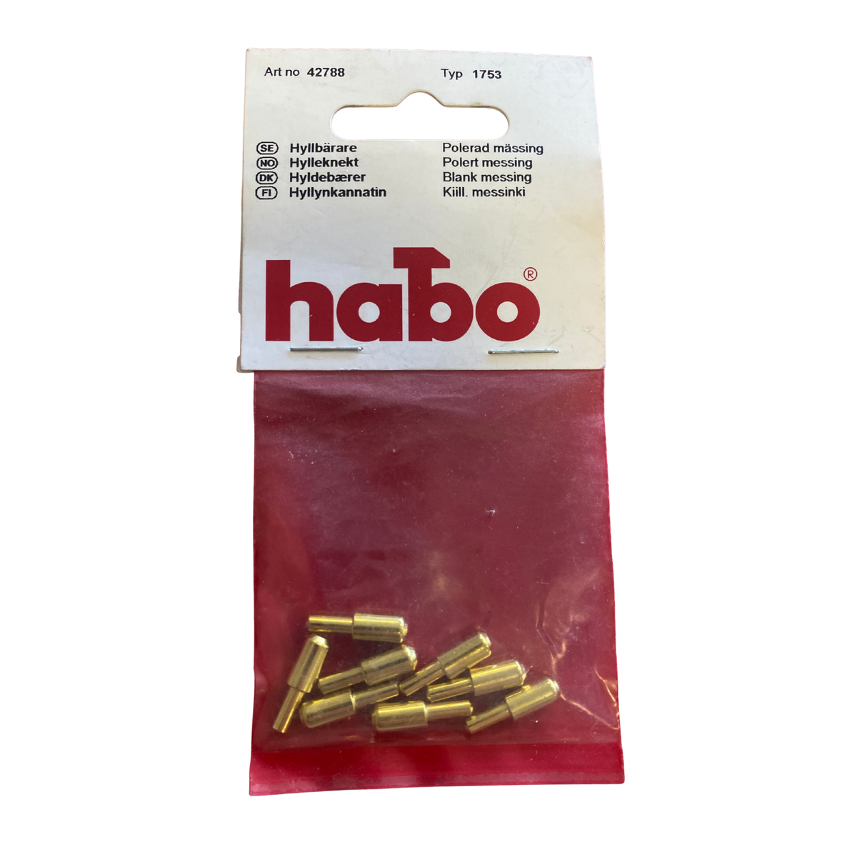 Hyllbärare 5/3 mm polerad mässing i förpackning, 8 st typ 1753