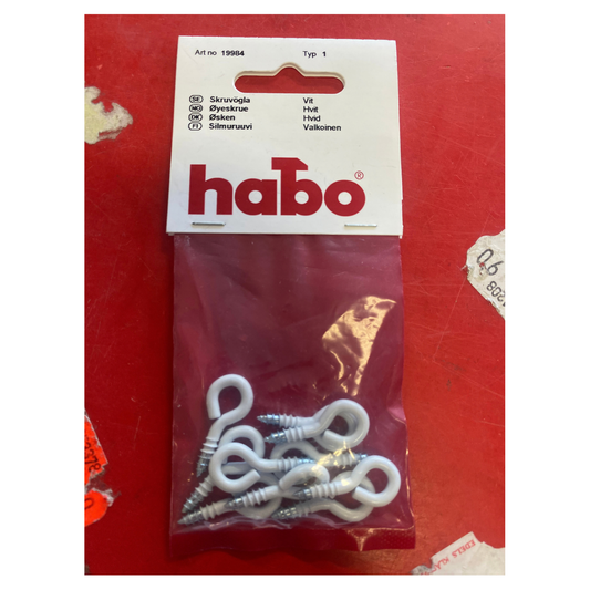 Skruvögla vit 28 x 3,1 mm typ 1 från Habo med träskruvgänga i 10-pack, framsida av förpackningen