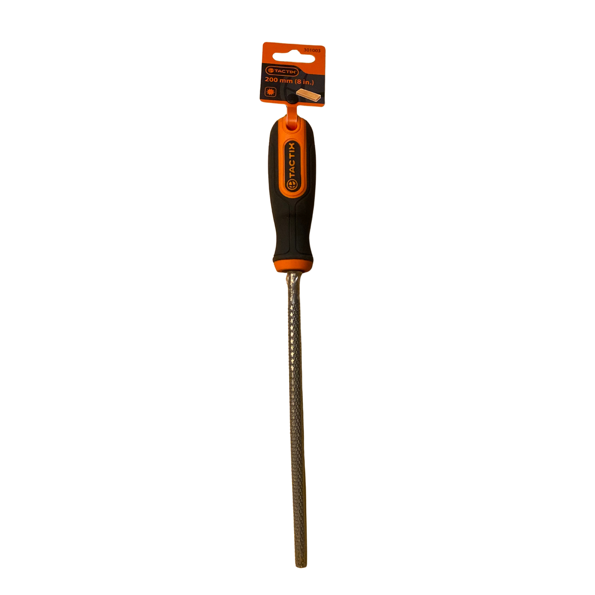 Rasp rund 200 mm för trä med grova rasptänder och svart och orange handtag från Tactix