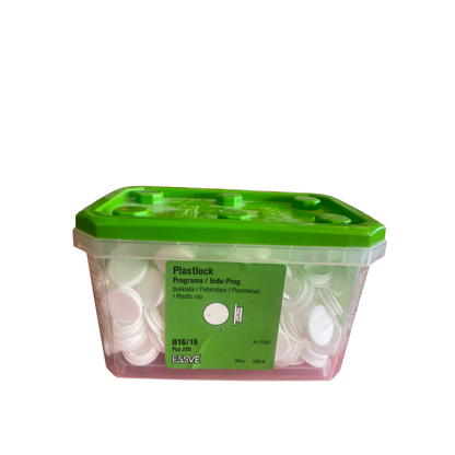 Plastlock Ø16/19 vit täcklock 200 st i förvaringsask från ESSVE