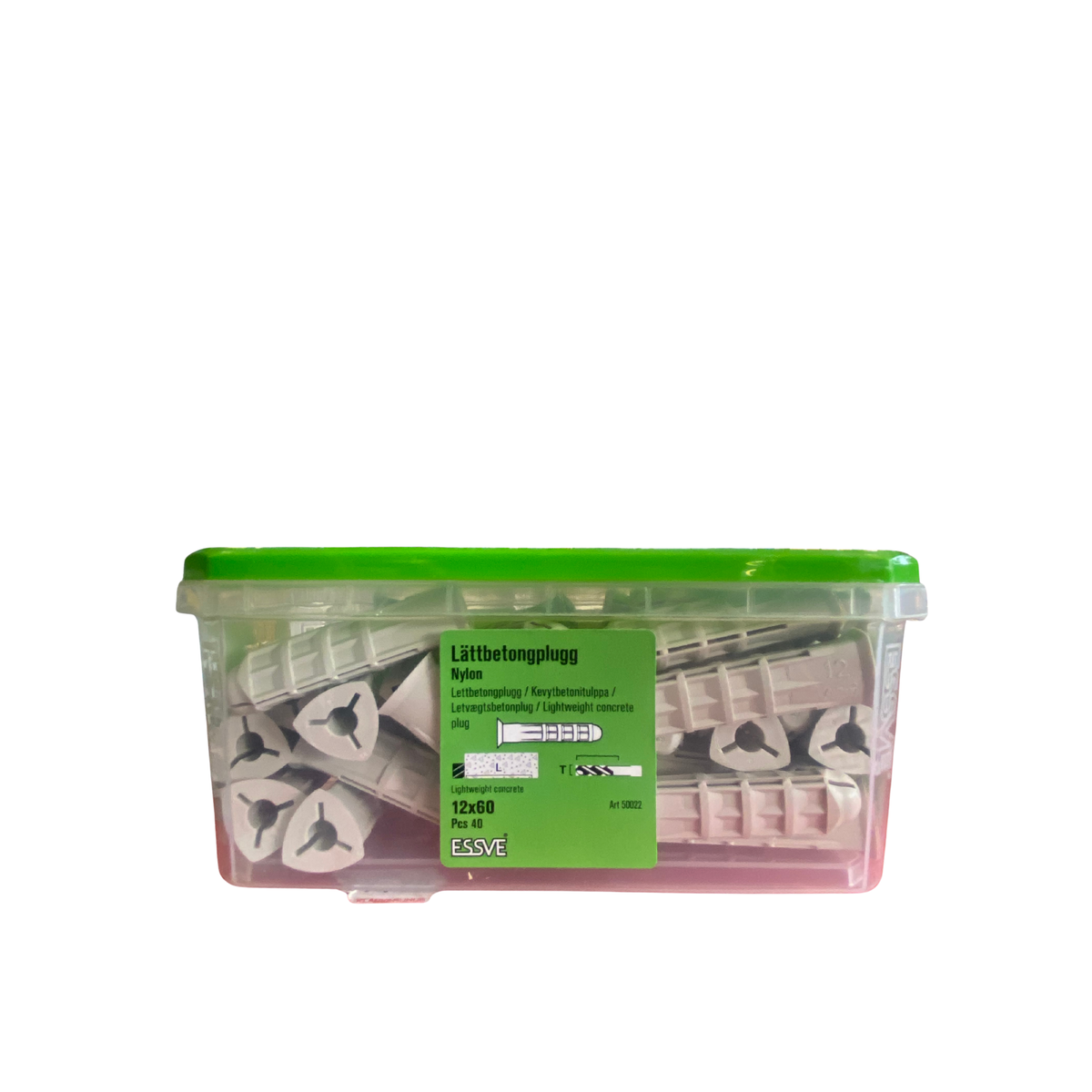 Lättbetongplugg nylon 12x60 mm 40 st i förvaringsask från ESSVE