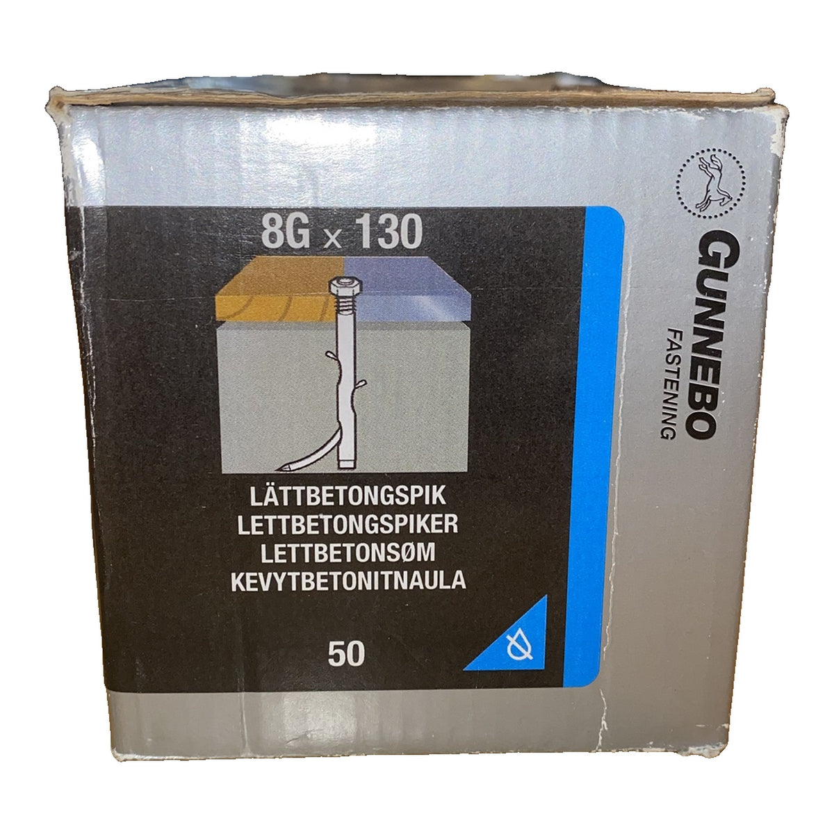 Lättbetongspik Gunnebo 8G x 130 mm förpackning med 50 st