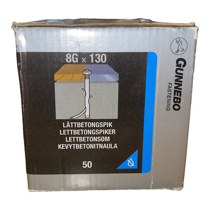 Lättbetongspik Gunnebo 8G x 130 mm förpackning med 50 st